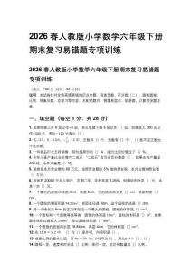 2026春人教版小學數(shù)學六年級下冊期末復習易錯題專項訓練試卷含答案