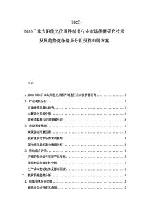 2025-2030日本太陽(yáng)能光伏組件制造行業(yè)市場(chǎng)供需研究技術(shù)發(fā)展趨勢(shì)競(jìng)爭(zhēng)格局分析投資布局方案