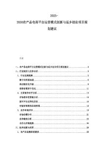 2025-2030農(nóng)產(chǎn)品電商平臺(tái)運(yùn)營(yíng)模式創(chuàng)新與返鄉(xiāng)創(chuàng)業(yè)項(xiàng)目規(guī)劃建議