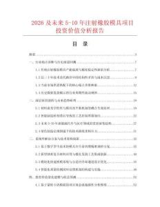 2026及未來5-10年注射橡膠模具項目投資價值分析報告