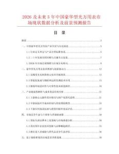 2026及未來5年中國豪華型光萬用表市場現狀數據分析及前景預測報告