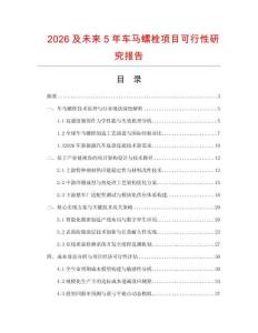 2026及未來(lái)5年車馬螺栓項(xiàng)目可行性研究報(bào)告