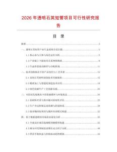 2026年透明石英短管項(xiàng)目可行性研究報告