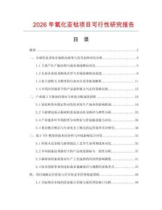 2026年氧化亞鈷項目可行性研究報告