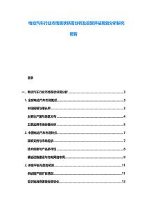 电动汽车行业市场现状供需分析及投资评估规划分析研究报告
