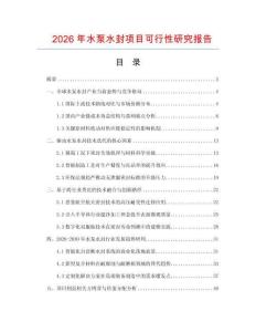 2026年水泵水封項目可行性研究報告