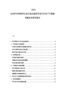 2025-2030汽车零部件行业市场全面研究及汽车电子与智能驾驶技术研究报告