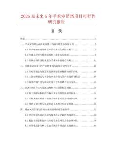 2026及未來5年手術室吊塔項目可行性研究報告