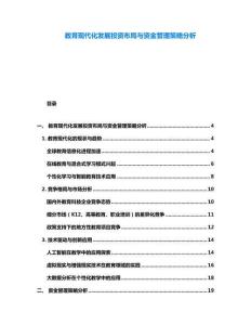 教育現代化發展投資布局與資金管理策略分析