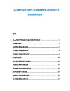 無人駕駛汽車核心部件行業市場現狀供需分析及投資評估規劃分析研究報告