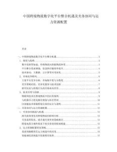 中國跨境物流數(shù)字化平臺(tái)整合機(jī)遇及關(guān)務(wù)協(xié)同與運(yùn)力資源配置
