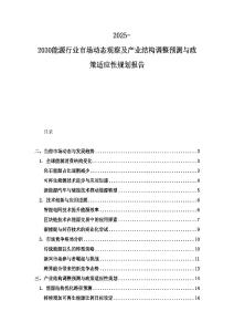 2025-2030能源行業市場動態觀察及產業結構調整預測與政策適應性規劃報告