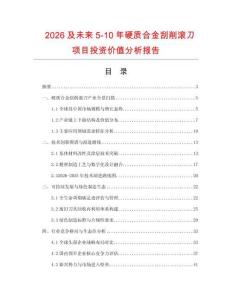 2026及未來5-10年硬質合金刮削滾刀項目投資價值分析報告