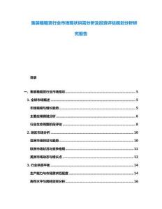 集裝箱租賃行業市場現狀供需分析及投資評估規劃分析研究報告