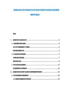 金融科技行業市場動態分析及技術創新與業務安全管理策略研究報告
