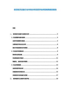 航空航天設備行業市場分析投資評估供需格局規劃報告