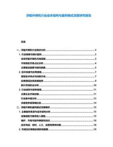 浮船升降機行業成本結構與盈利模式深度研究報告