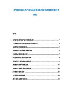 沙特阿拉伯光伏產(chǎn)業(yè)市場前景分析投資布局規(guī)劃方案評(píng)估總結(jié)