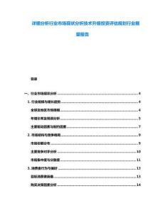 詳細分析行業市場現狀分析技術升級投資評估規劃行業展望報告
