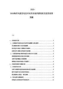 2025-2030海洋風能發電技術應用市場供需現狀及投資前景預測