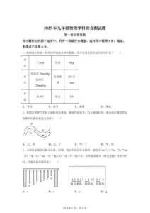 2025年廣東省廣州市番禺區中考一模物理試題（含答案）