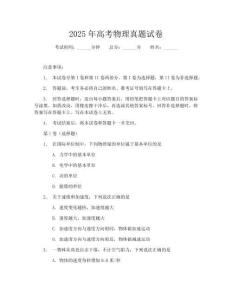 2025年高考物理真題試卷