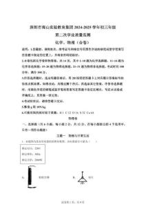 2025年廣東省深圳市南山實(shí)驗(yàn)教育集團(tuán)中考二模物理試題（含答案）