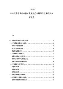 2025-2030汽車修理行業技術發展趨勢市場導向政策研究分析報告