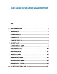 物流行業發展趨勢研究及電子商務與供應鏈管理研究報告