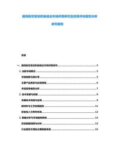 捷克航空发动机制造业市场供需研究及投资评估规划分析研究报告
