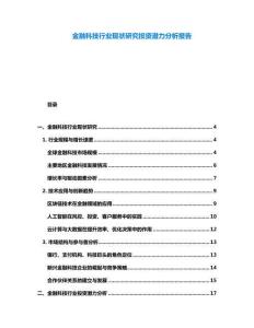金融科技行業現狀研究投資潛力分析報告