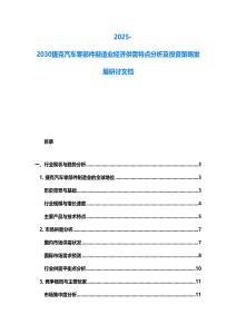 2025-2030捷克汽车零部件制造业经济供需特点分析及投资策略发展研讨文档