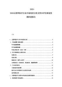 2025-2030互聯網醫療行業市場現狀分析及資本評估規劃發展階段報告