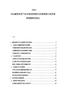 2025-2030融資租賃產業市場深度調研及發展趨勢與投資前景預測研究報告