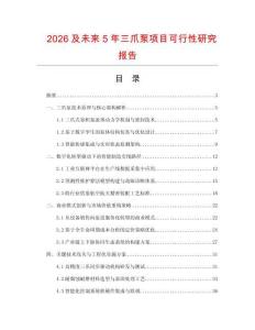 2026及未來5年三爪泵項目可行性研究報告