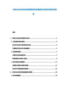 材料行業(yè)中游市場深度調(diào)研及發(fā)展趨勢與投資布局研究報告