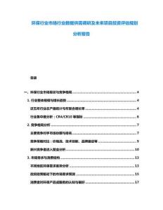 环保行业市场行业数据供需调研及未来项目投资评估规划分析报告