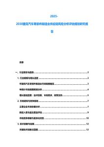 2025-2030捷克汽车零部件制造业供应链风险分析评估规划研究报告