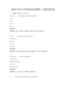 2025年中小學(xué)英語語法精講：試卷及答案