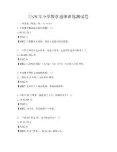 2026年小学数学思维训练测试卷