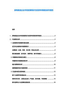 家電制造企業(yè)市場發(fā)展現(xiàn)狀與投資布局規(guī)劃研究報告