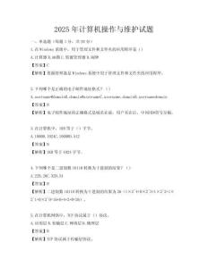 2025年计算机操作与维护试题