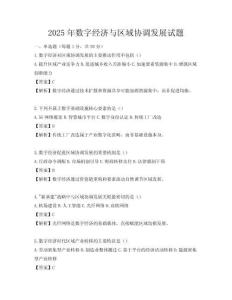 2025年数字经济与区域协调发展试题