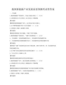 我国新能源产业发展前景预测考试带答案