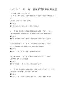 2026年“一带一路”倡议下的国际能源真题