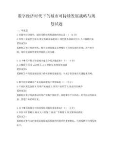 數字經濟時代下的城市可持續發展戰略與規劃試題