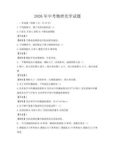 2026年中考物理光學試題