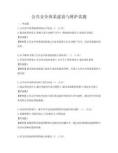 公共安全体系建设与维护真题