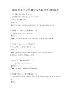 2026年大学计算机等级考试模拟试题真题