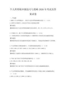 個人所得稅申報技巧與策略2026年考試及答案試卷